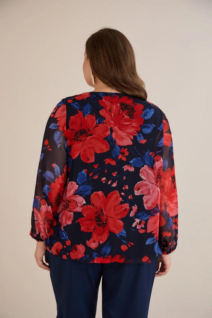 Bluza širokog kroja od šifona u cvjetnom printu