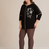 Plus size ležerna bluza s modernim tiskom
