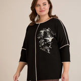 Plus size ležerna bluza s modernim tiskom