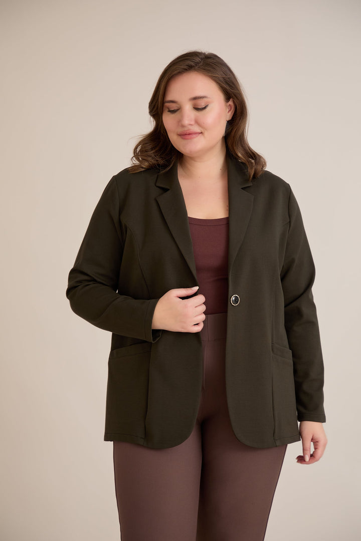 Sportsko-elegantni sako s reverom i kopčanjem – Tamno zeleni
