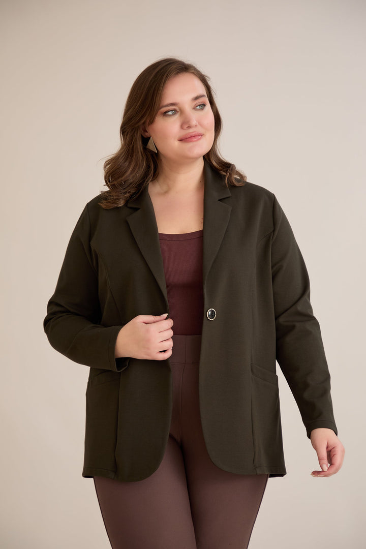 Sportsko-elegantni sako s reverom i kopčanjem – Tamno zeleni