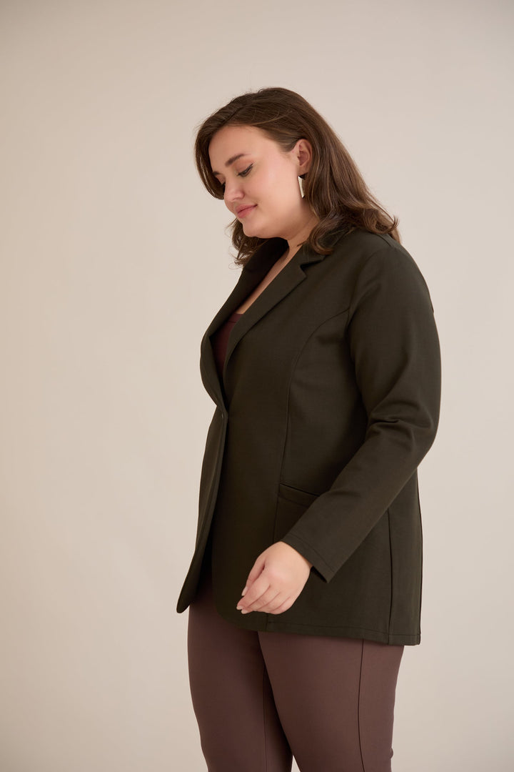 Sportsko-elegantni sako s reverom i kopčanjem – Tamno zeleni