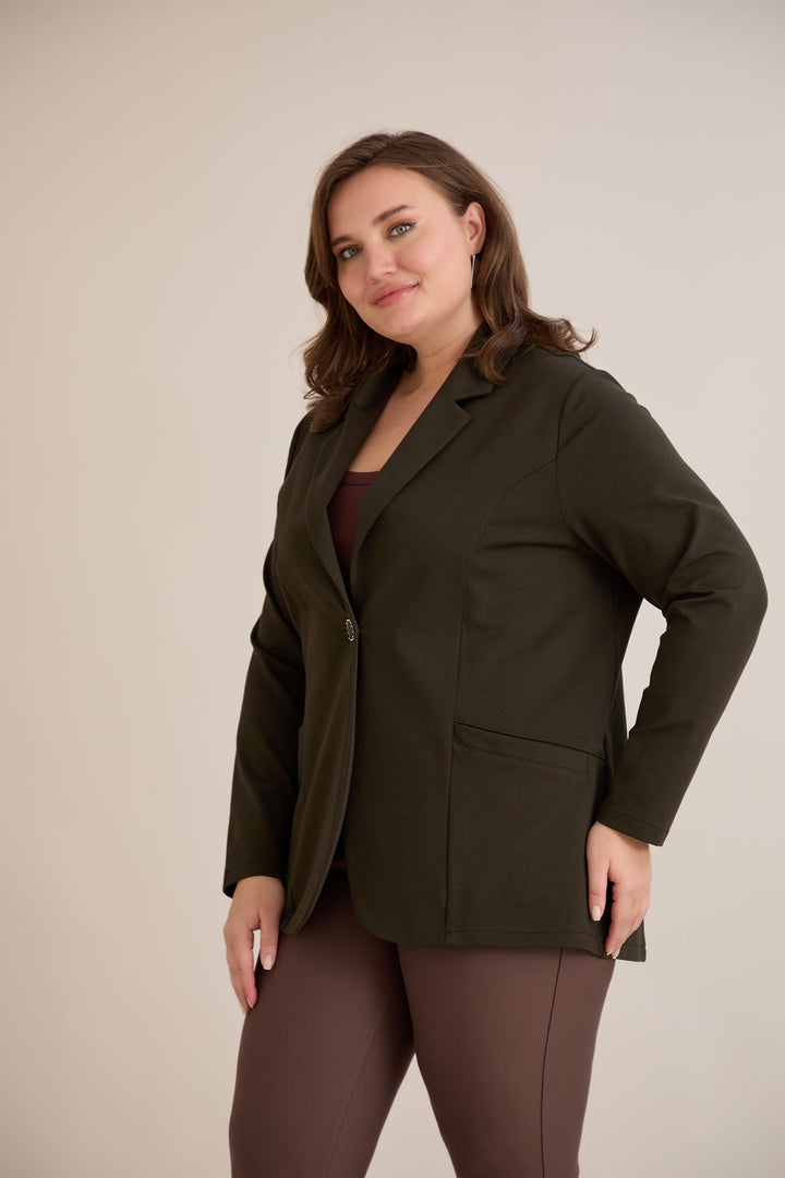 Sportsko-elegantni sako s reverom i kopčanjem – Tamno zeleni
