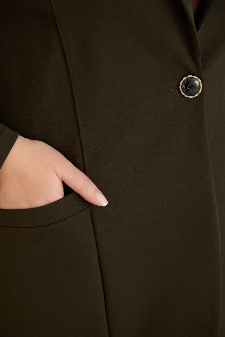 Sportsko-elegantni sako s reverom i kopčanjem – Tamno zeleni