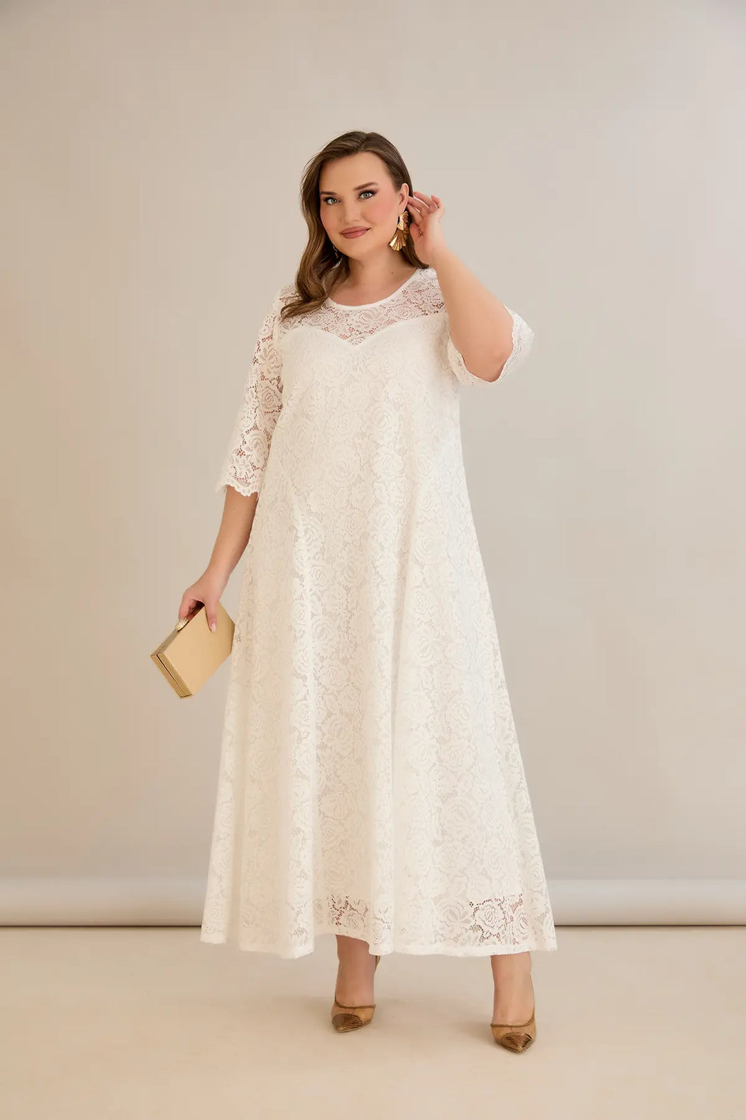 Дълга булчинска рокля големи размери до 5хл