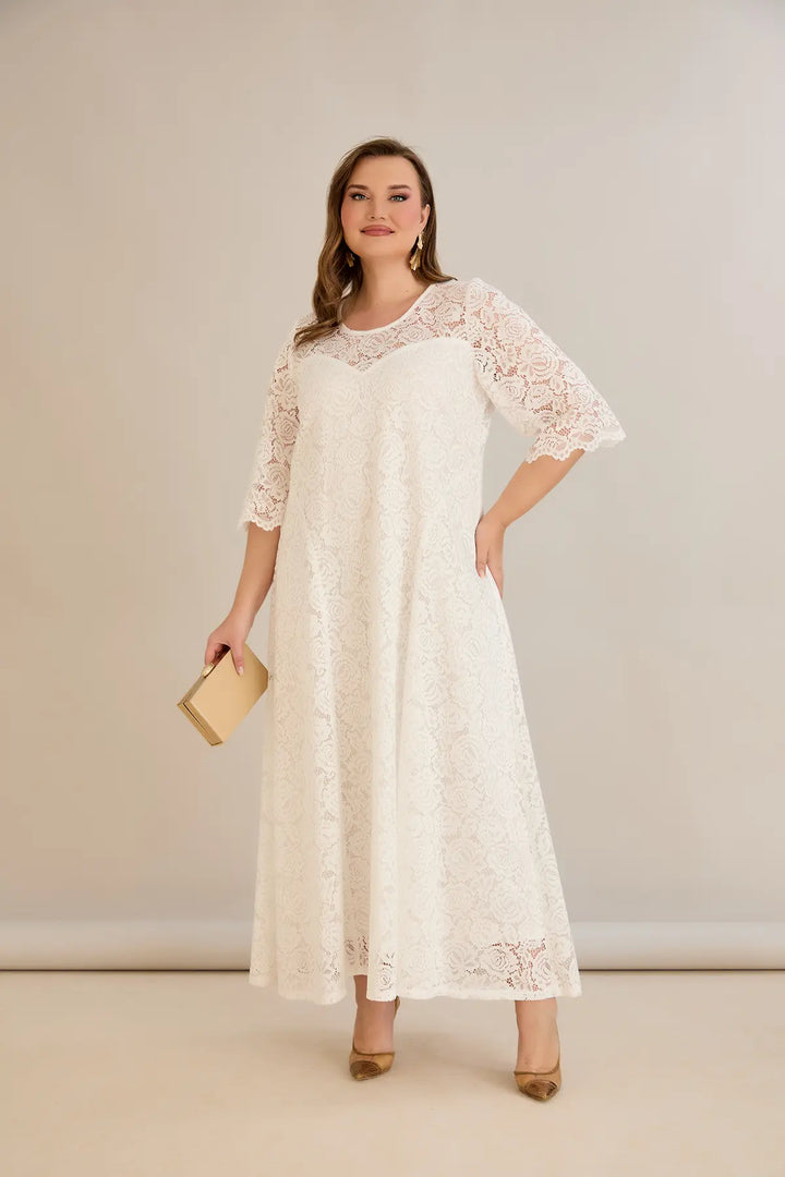 Дълга сватбена макси рокля от дантела  