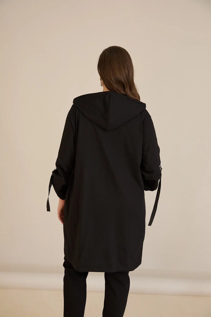 Ženski pamučni blejzer s kapuljačom i džepovima