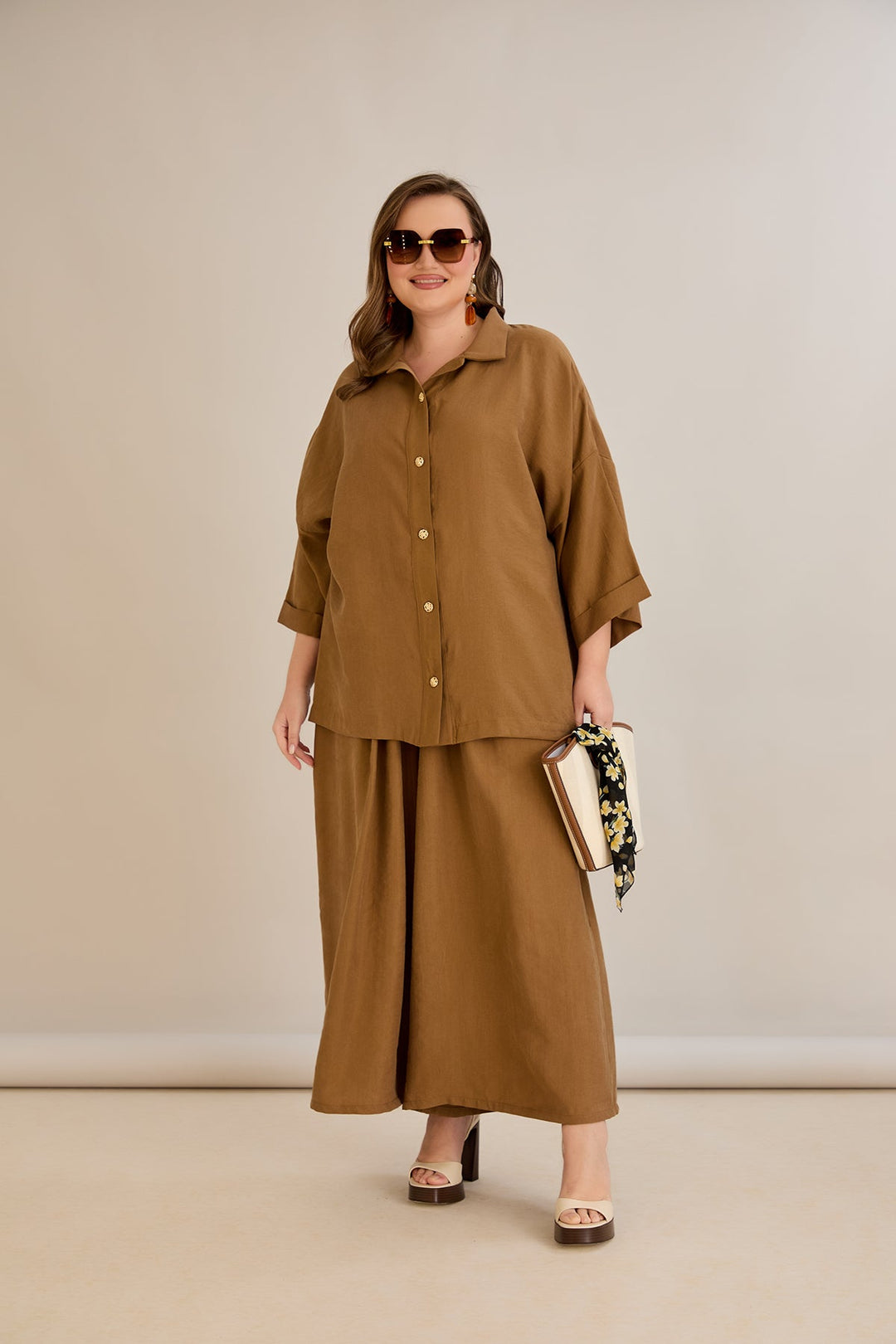 Premium Tencel set od 2 dijela: hlače suknja + košulja - 10593