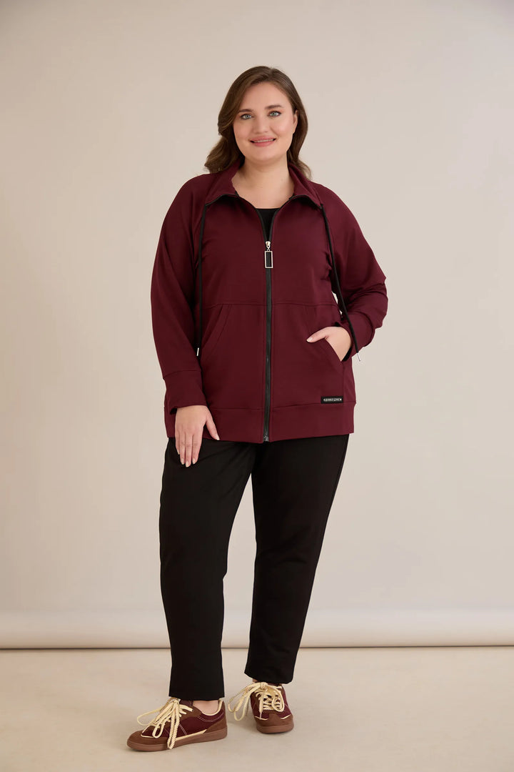 Gornji dio s patentnim zatvaračem i džepovima – burgundi