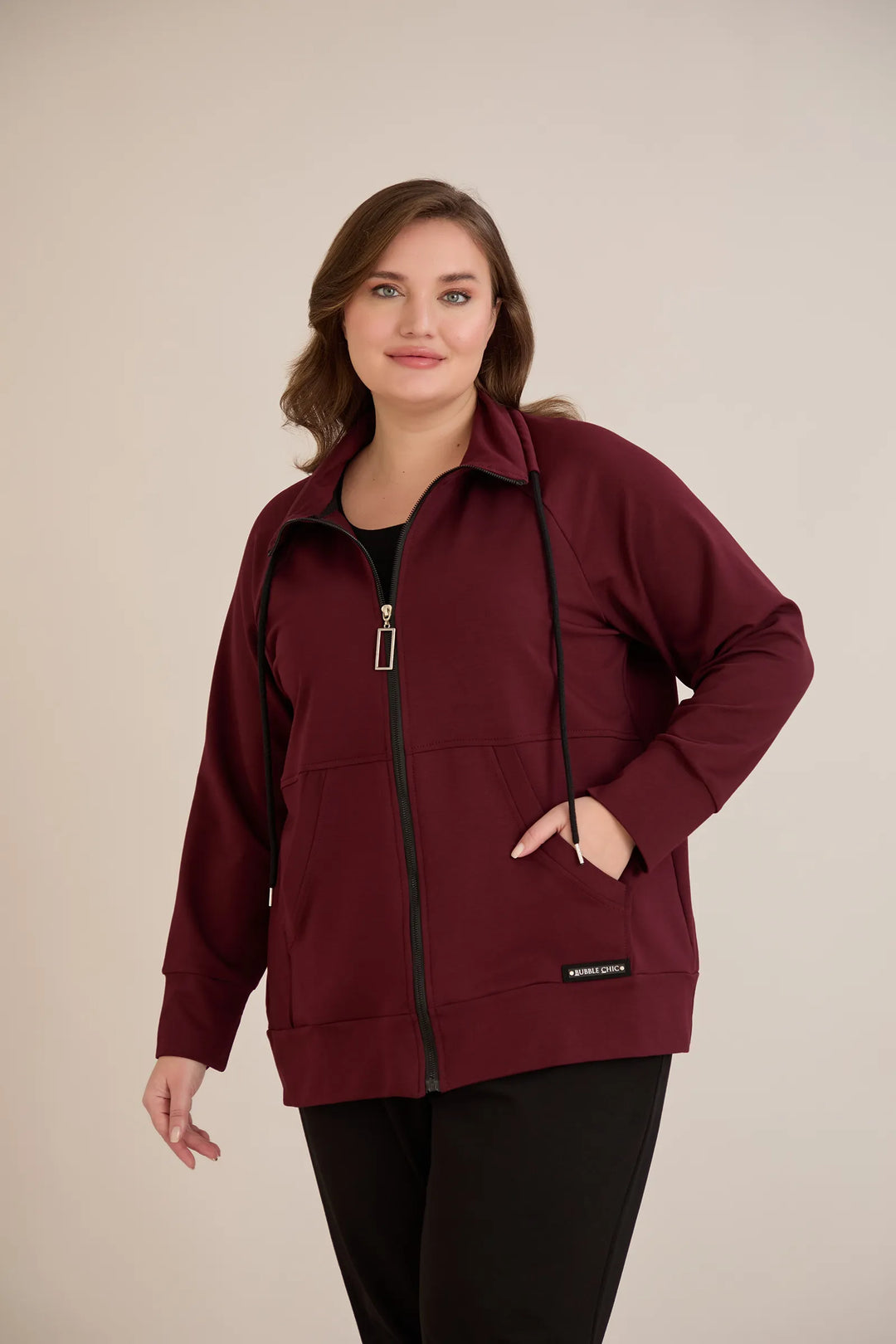 Gornji dio s patentnim zatvaračem i džepovima – burgundi