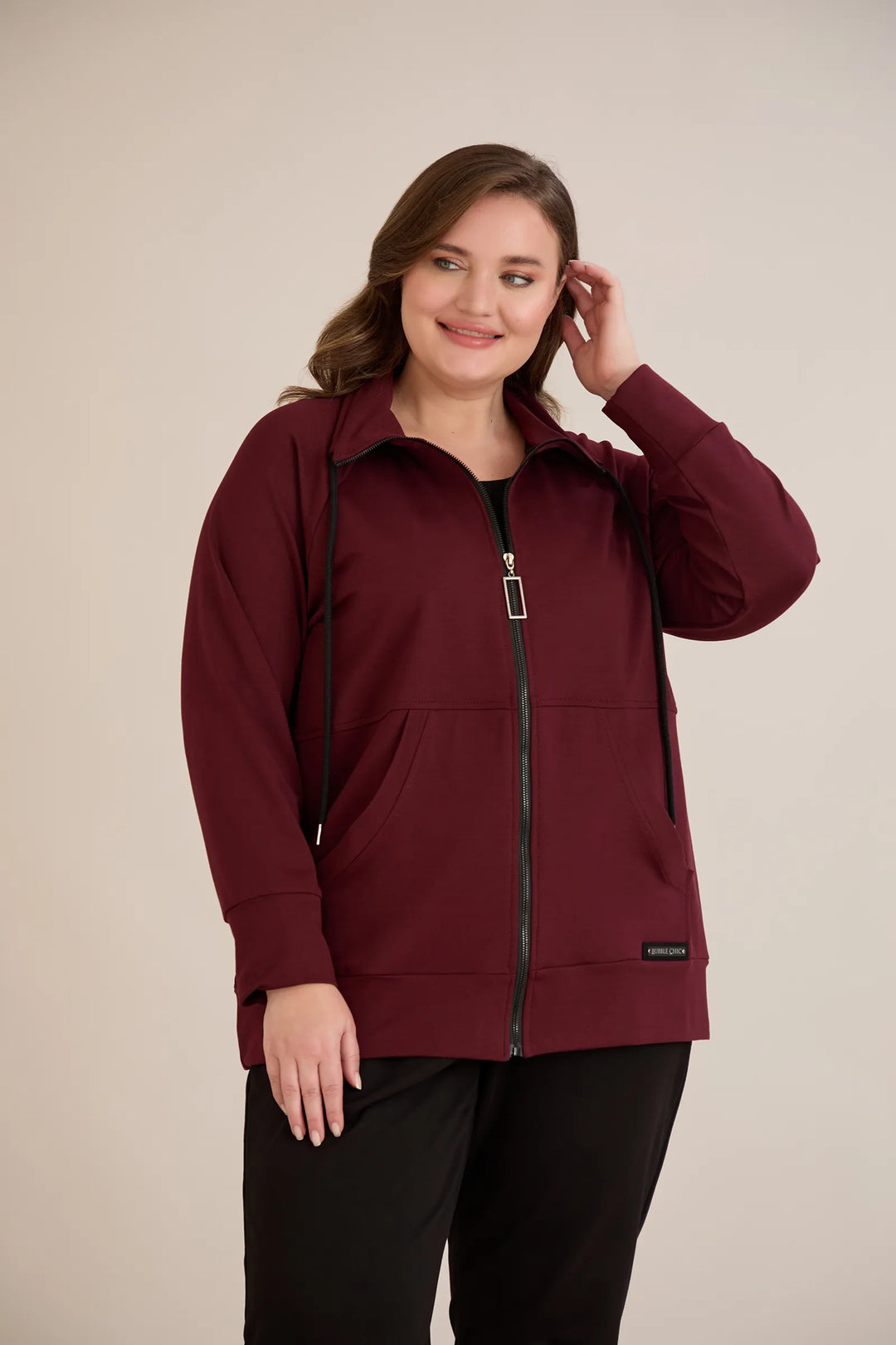 Gornji dio s patentnim zatvaračem i džepovima – burgundi