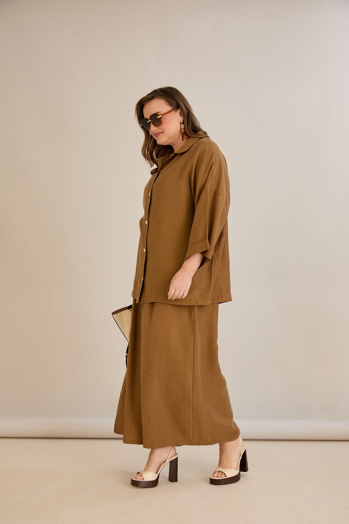 Premium Tencel set od 2 dijela: hlače suknja + košulja - 10593