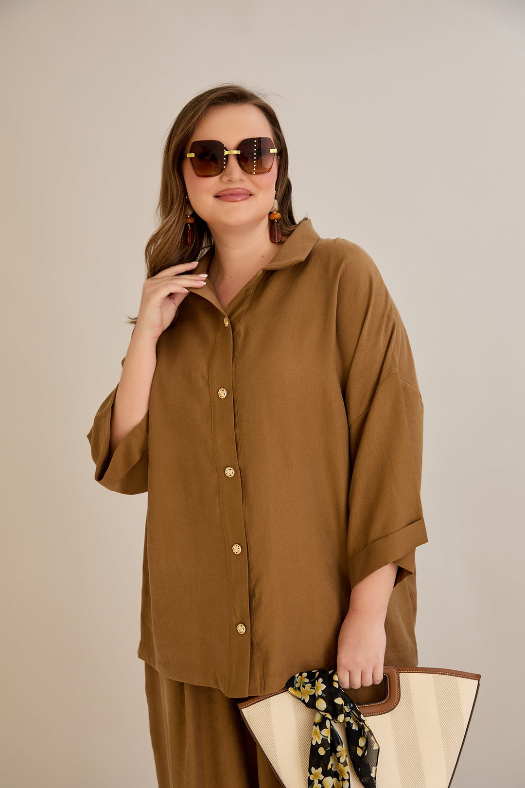 Premium Tencel set od 2 dijela: hlače suknja + košulja - 10593