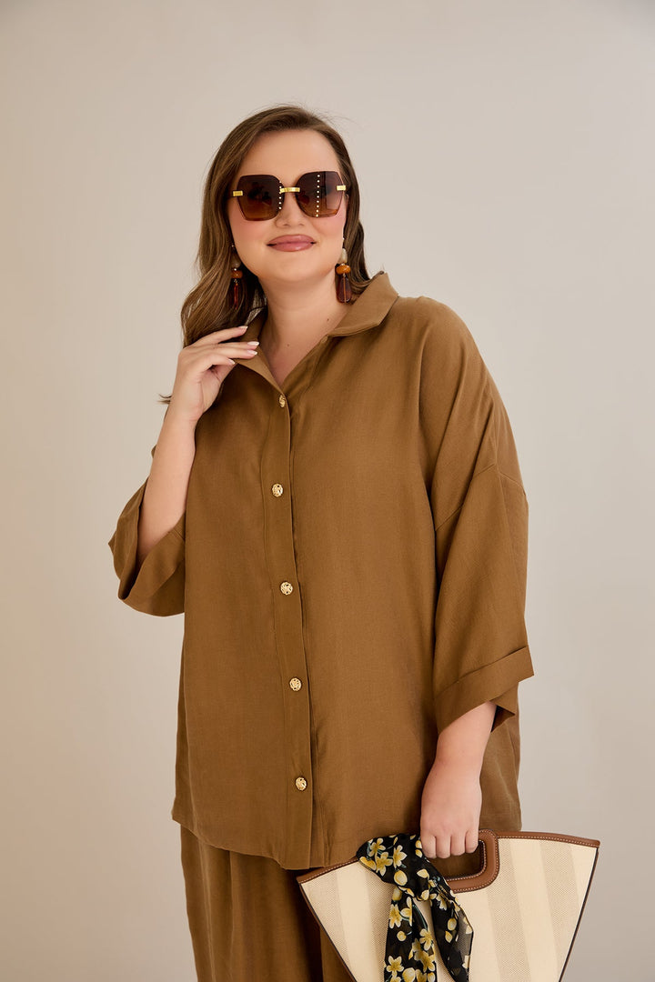 Premium Tencel set od 2 dijela: hlače suknja + košulja - 10593