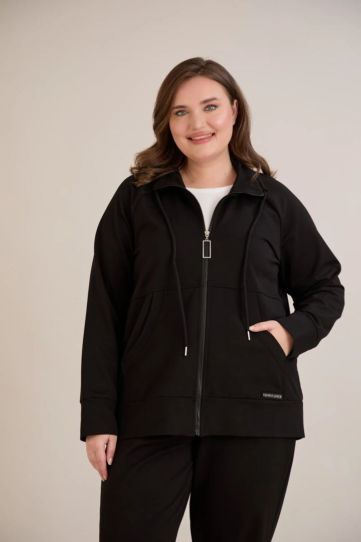 Gornji dio s patentnim zatvaračem i džepovima – crni