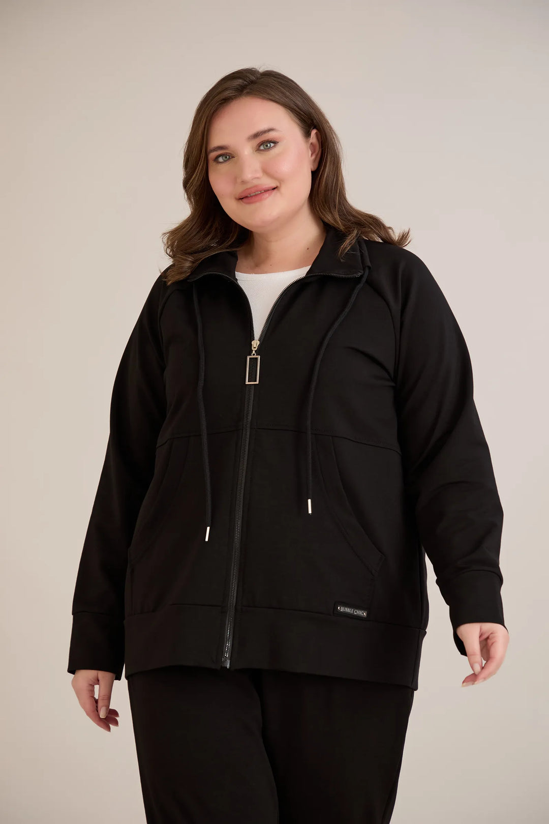 Gornji dio s patentnim zatvaračem i džepovima – crni