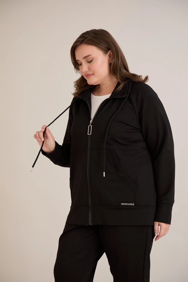 Gornji dio s patentnim zatvaračem i džepovima – crni