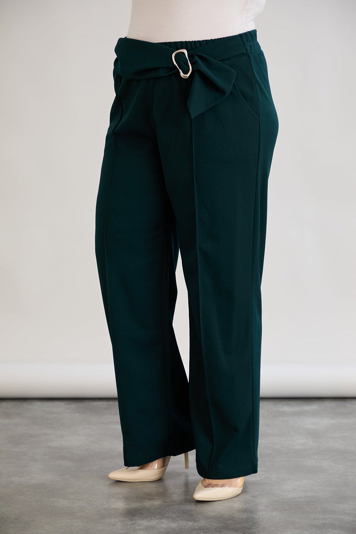 Hlače s visokim strukom i petom - Zelena