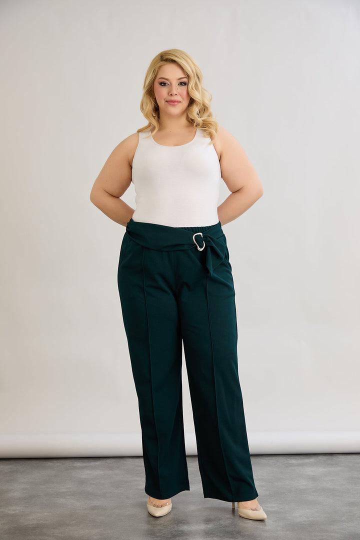 Hlače s visokim strukom i petom - Zelena