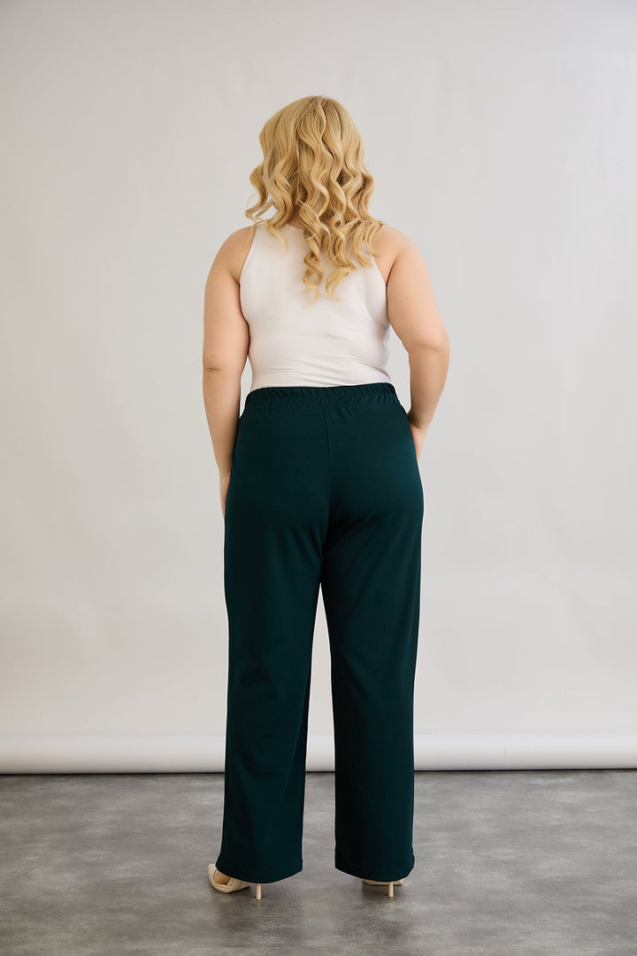 Hlače s visokim strukom i petom - Zelena