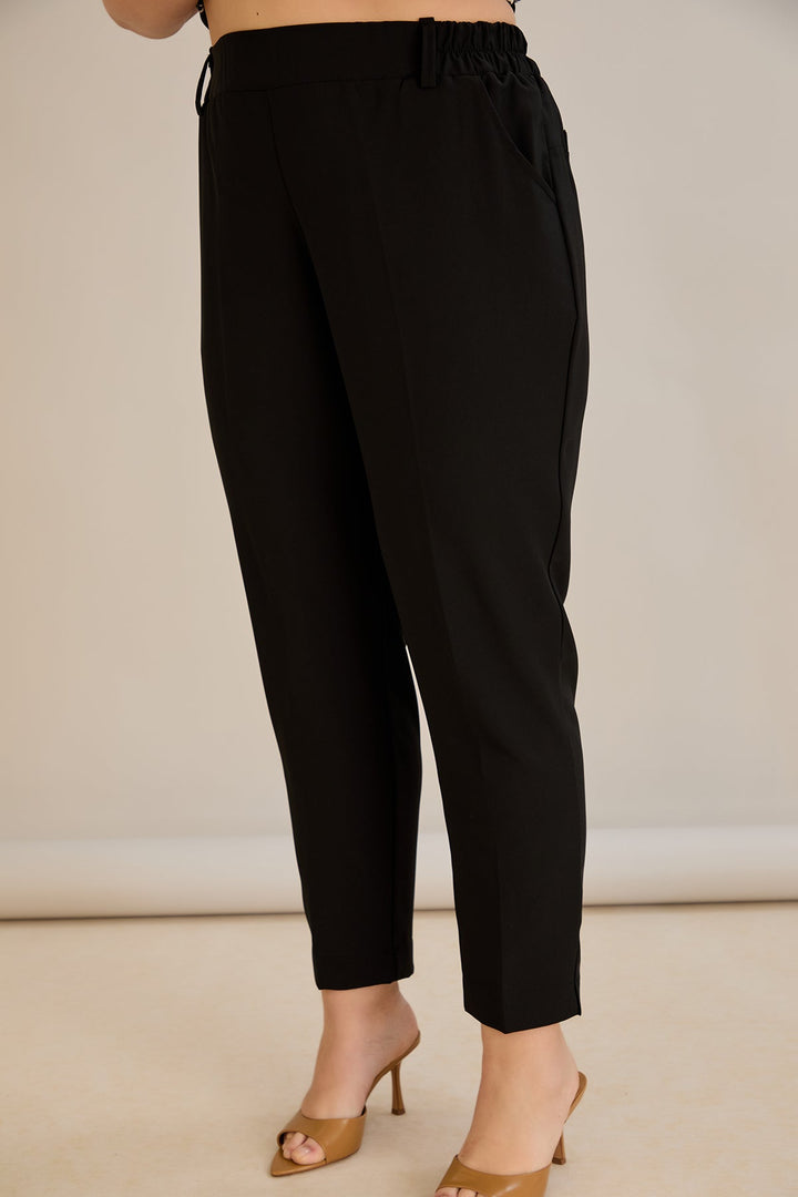 Ljetne hlače u velikim veličinama, elastične - Crna