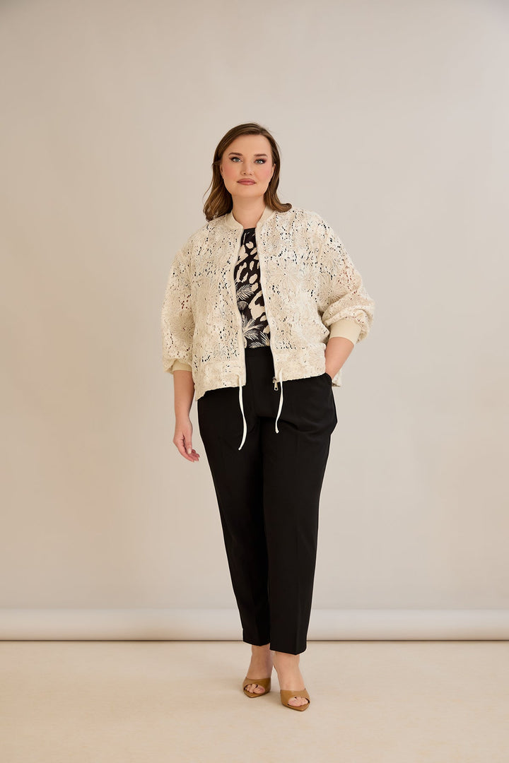 Pamučna jakna s izvezenim detaljima i vezicom u struku - 10713