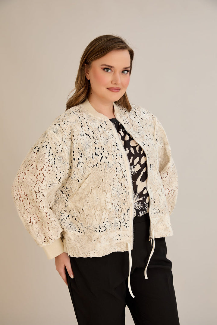 Pamučna jakna s izvezenim detaljima i vezicom u struku - 10713