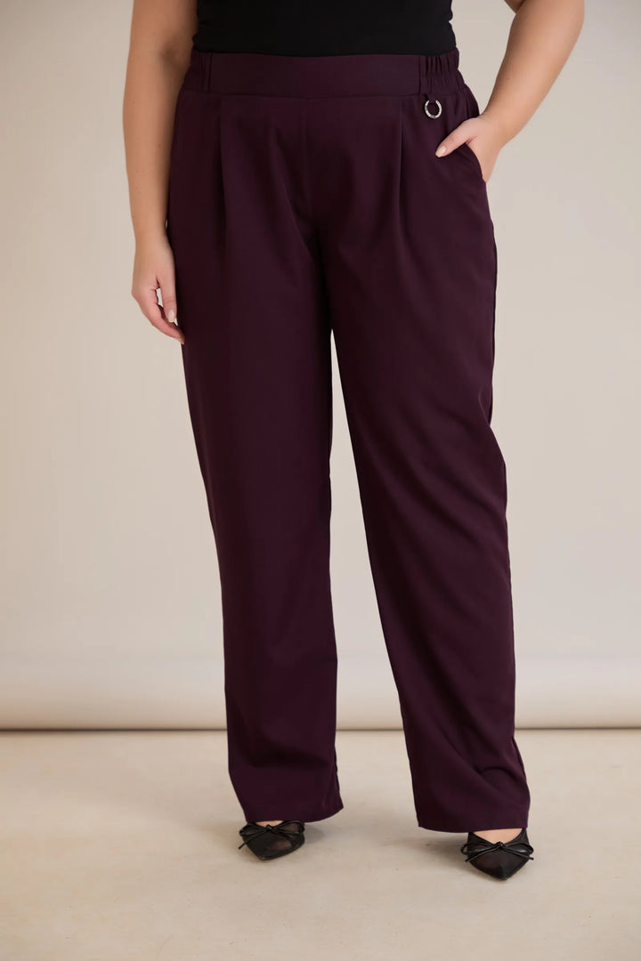 Široke ljetne elastične hlače s pamukom – burgundi