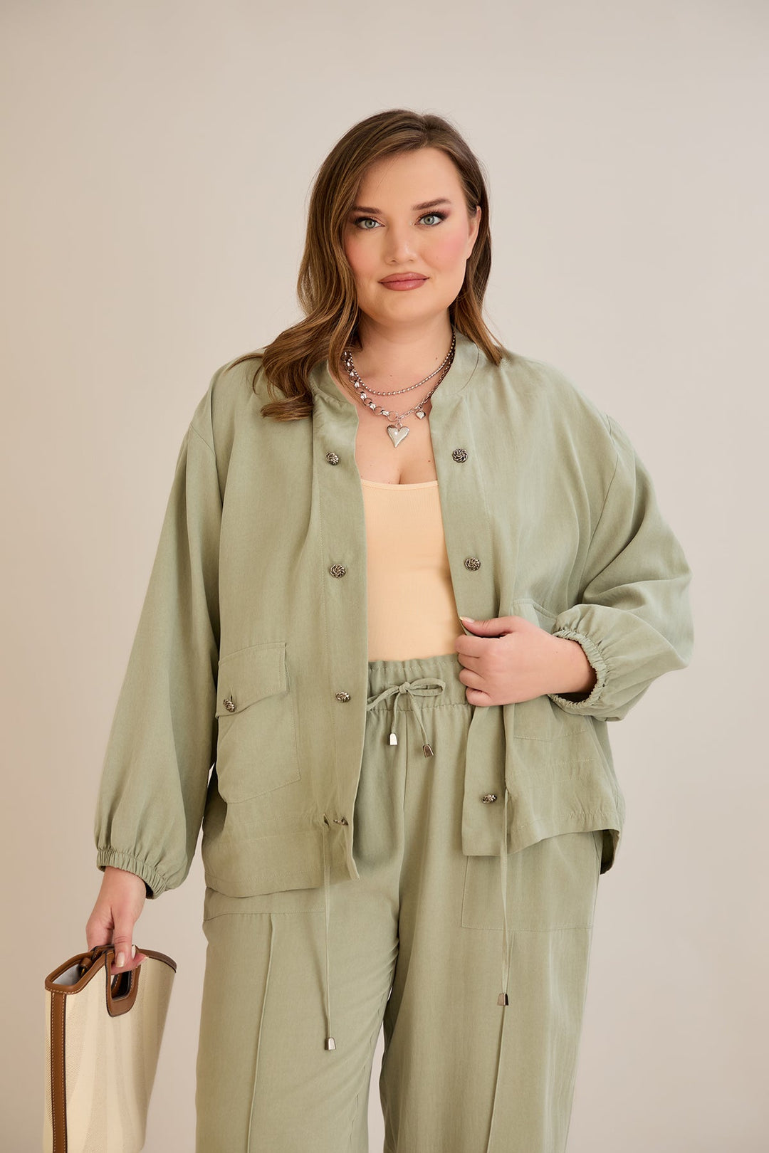 Premium Lyocell set od 2 dijela - hlače + jakna - Zelena 10810