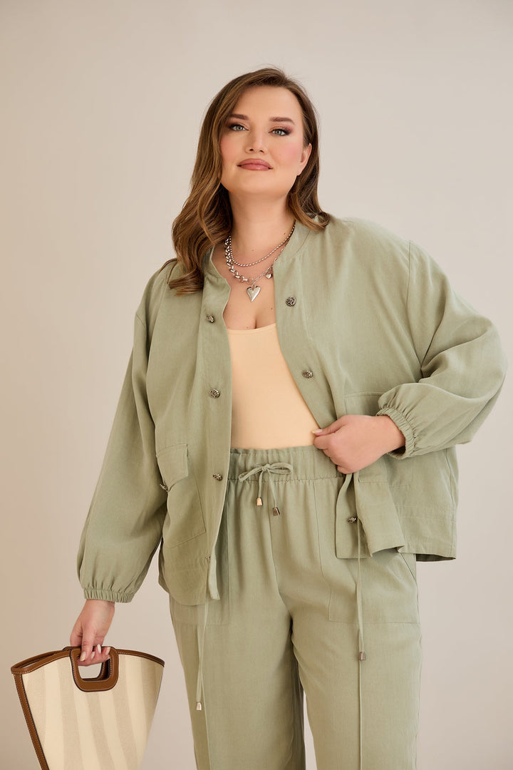 Premium Lyocell set od 2 dijela - hlače + jakna - Zelena 10810