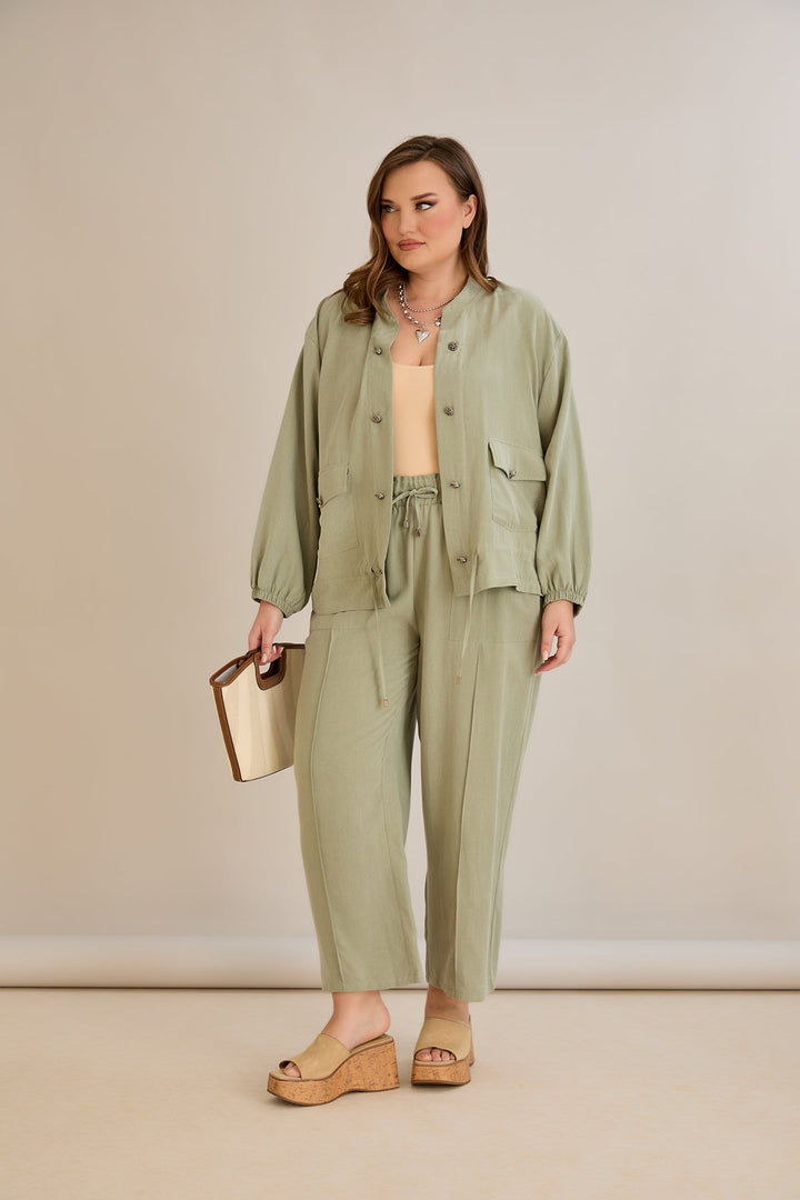 Premium Lyocell set od 2 dijela - hlače + jakna - Zelena 10810