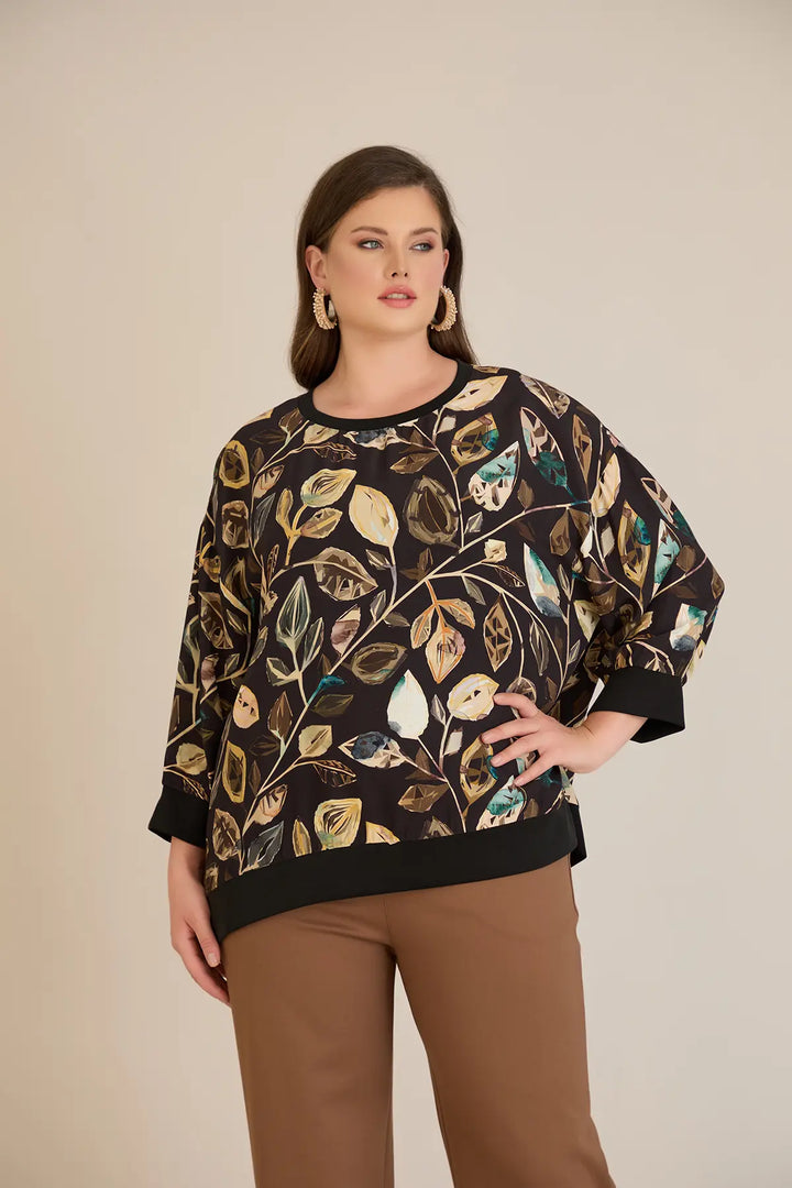 Jesenska elegantna bluza s motivom listova