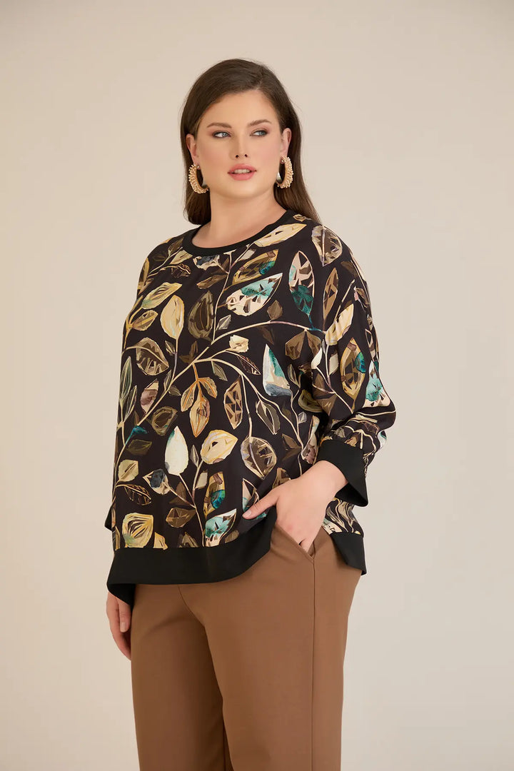 Jesenska elegantna bluza s motivom listova