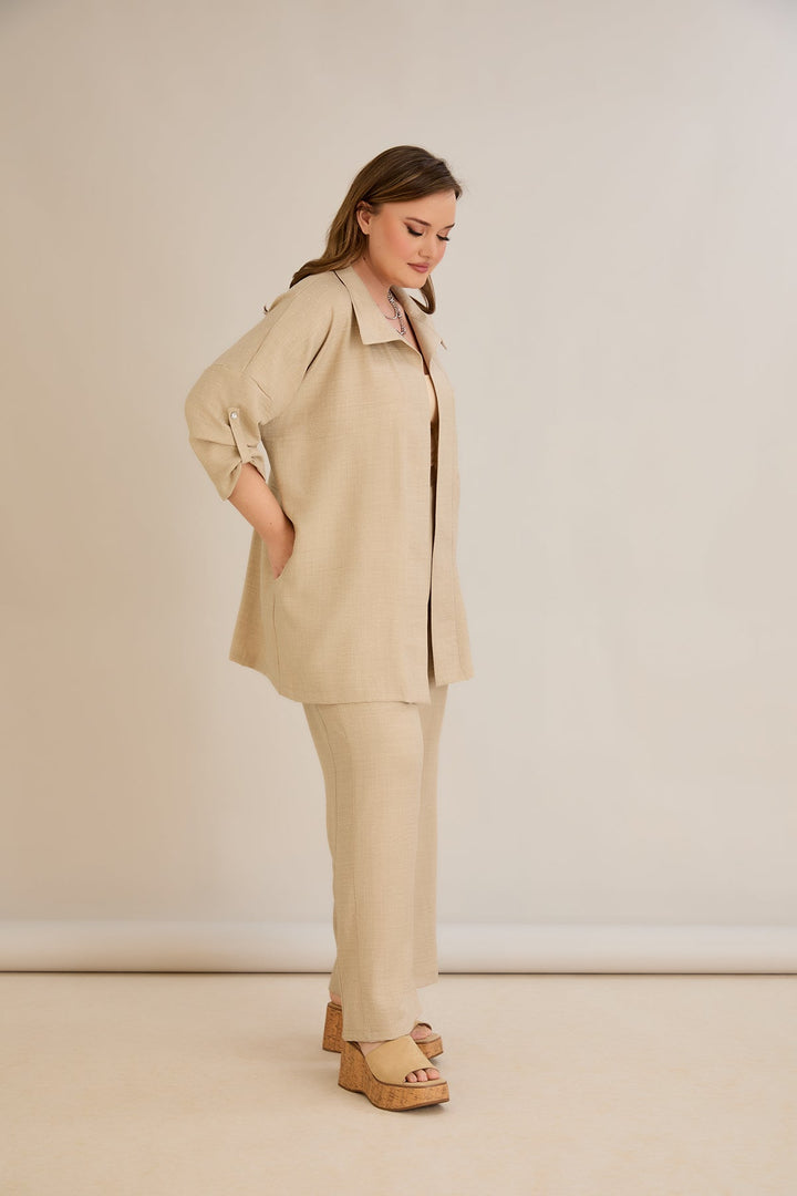 Elegantni set s ukrasnim kamenčićima - Bež