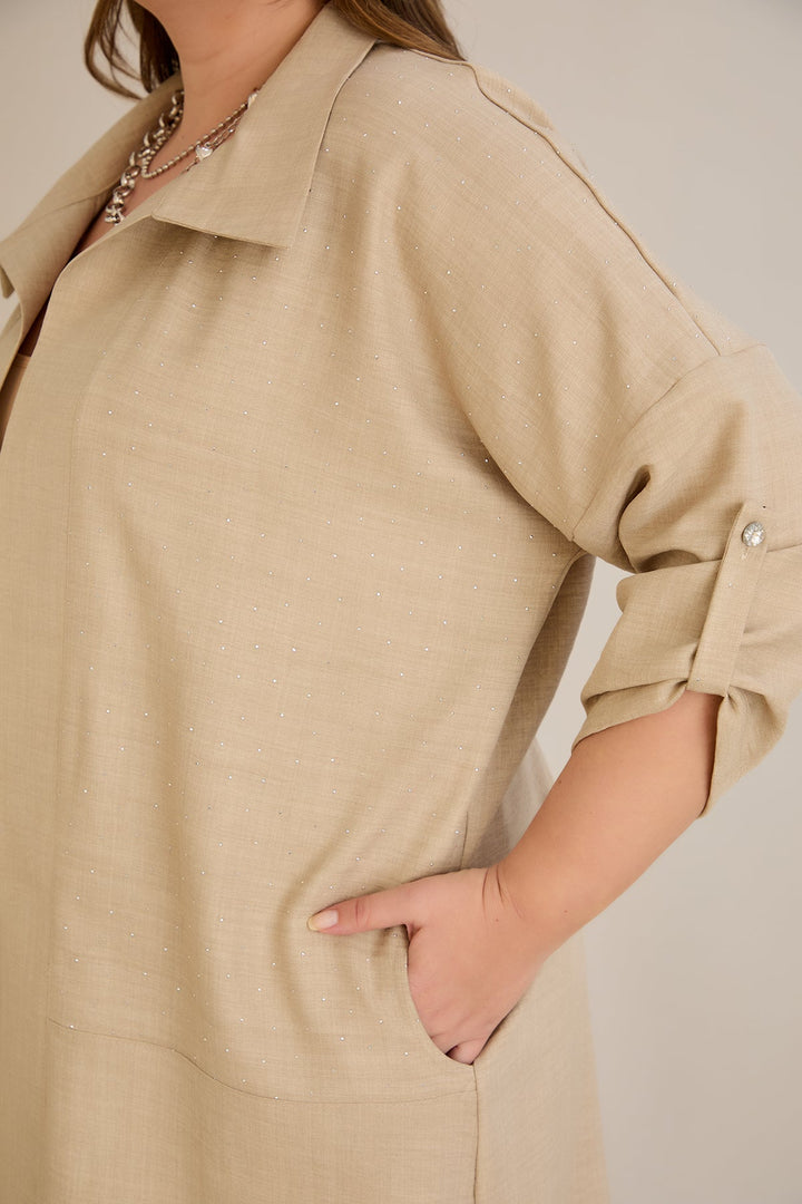 Elegantni set s ukrasnim kamenčićima - Bež