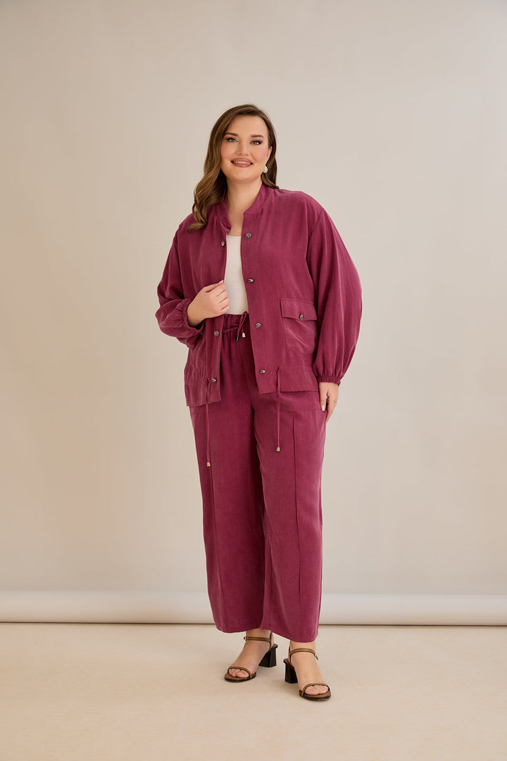 Premium Lyocell set od 2 dijela: hlače + jakna - Malina 10810