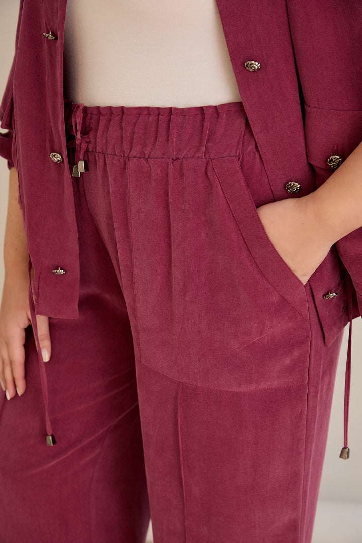 Premium Lyocell set od 2 dijela: hlače + jakna - Malina 10810