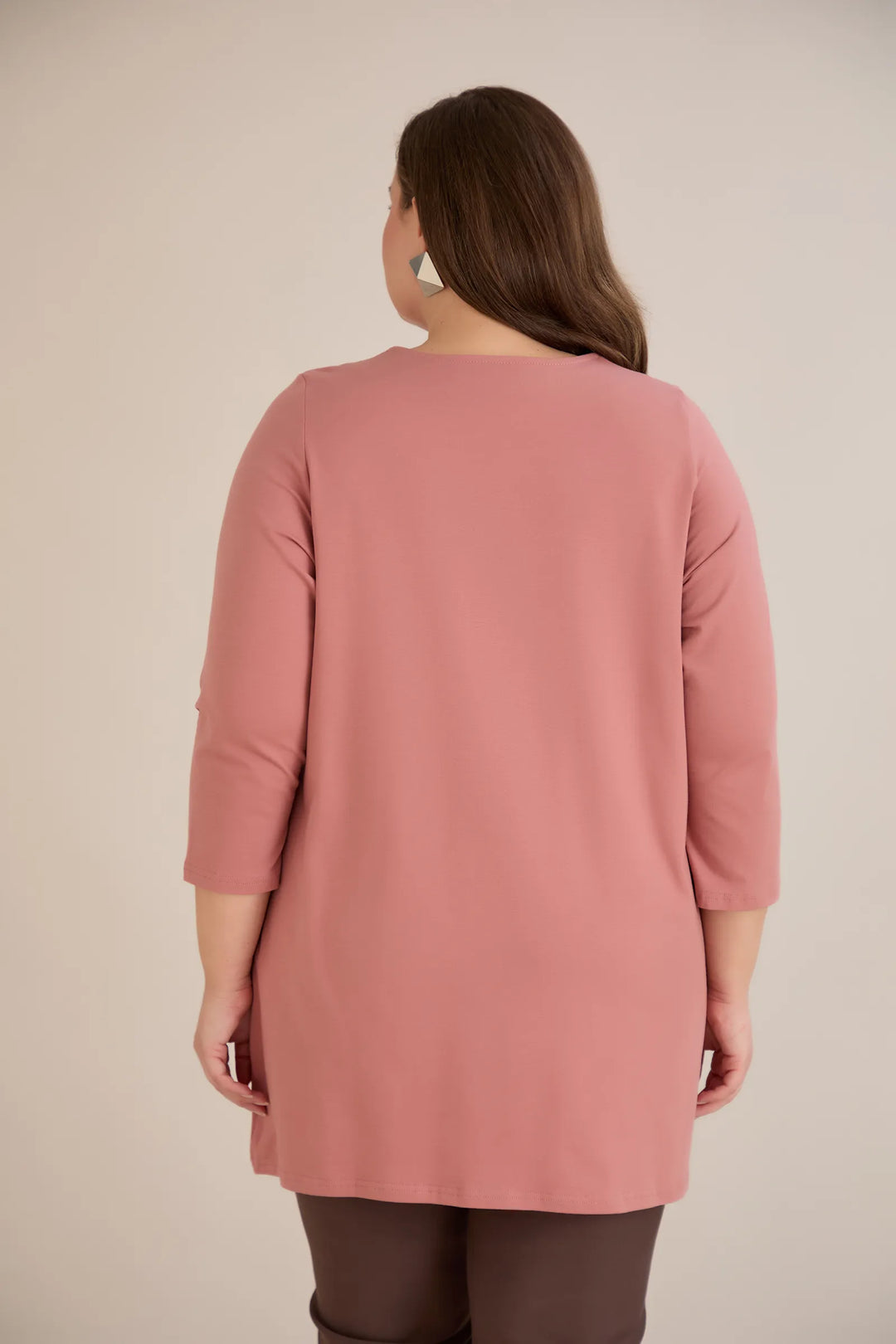 Pamučna tunika 7/8 rukava s detaljem – breskva