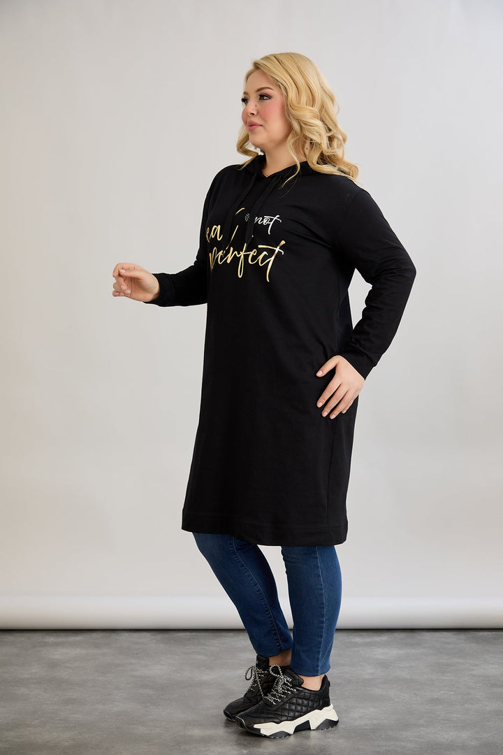 Pamučna tunika-haljina sa zlatnim natpisom "Real Love"