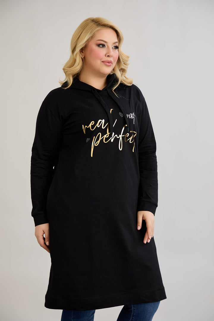 Pamučna tunika-haljina sa zlatnim natpisom "Real Love"