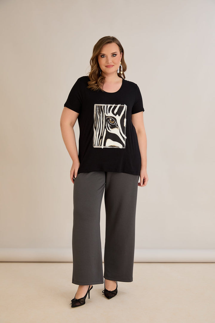Majica od viskoze s crtanom printom I - Zebra 10881