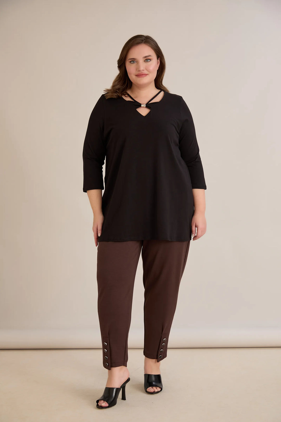 Pamučna tunika s 7/8 rukavima s detaljem | veće veličine