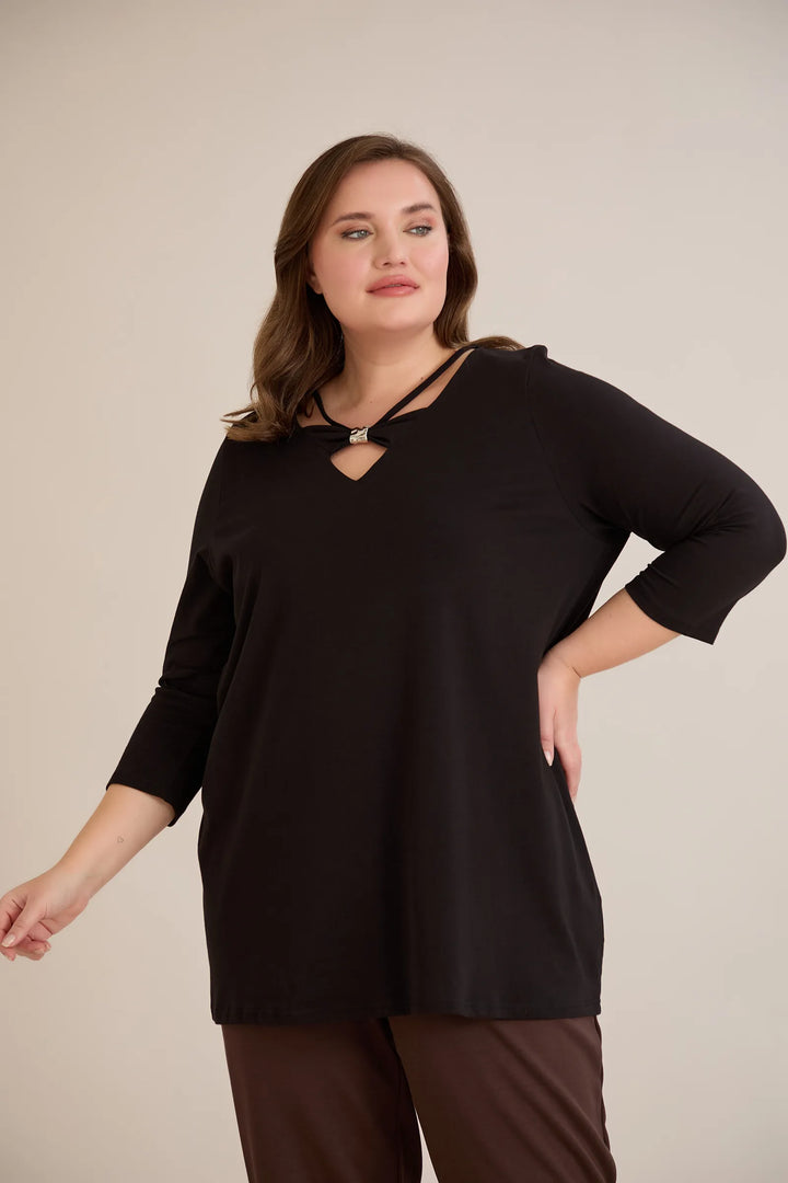 Pamučna tunika s 7/8 rukavima s detaljem | veće veličine