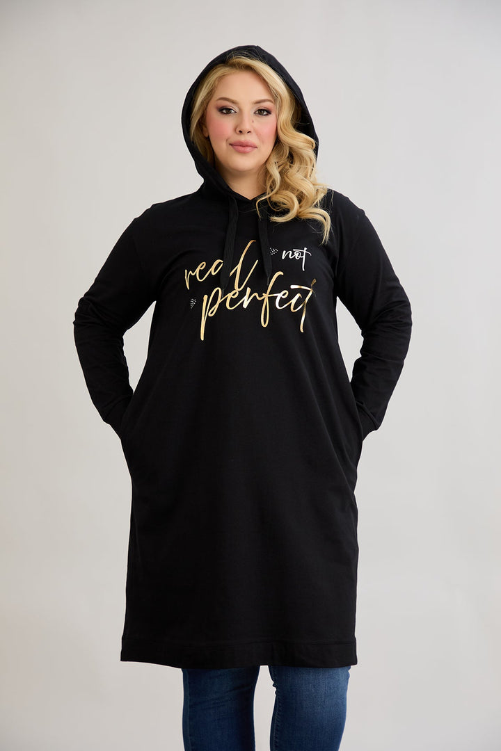 Pamučna tunika-haljina sa zlatnim natpisom "Real Love"