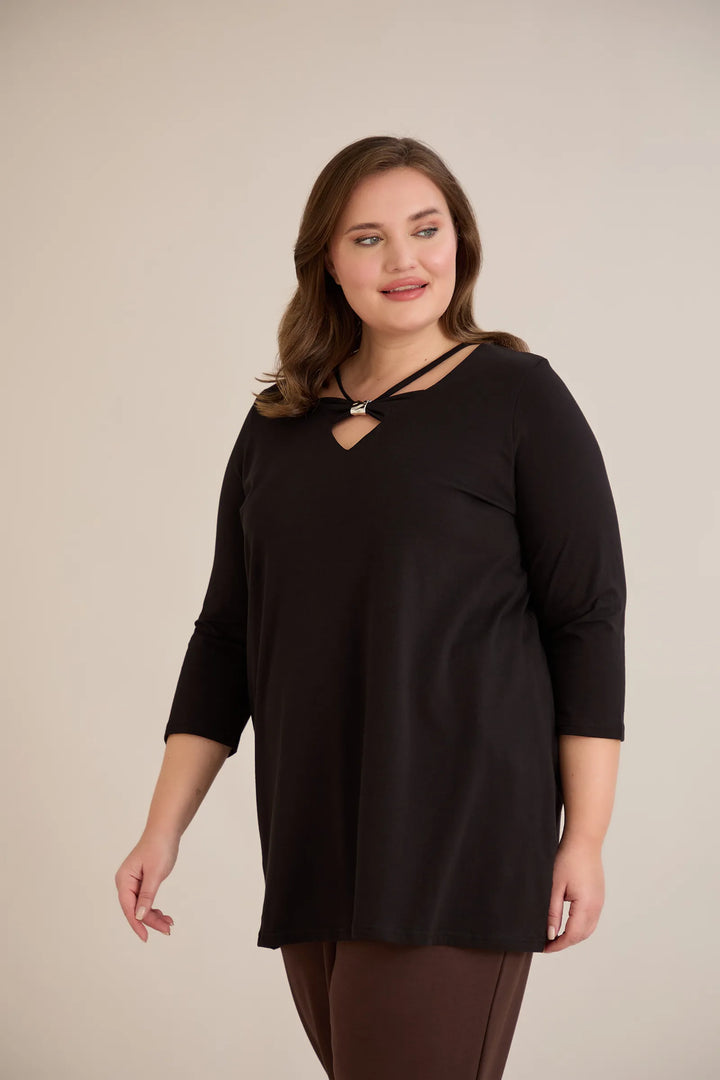 Pamučna tunika s 7/8 rukavima s detaljem | veće veličine