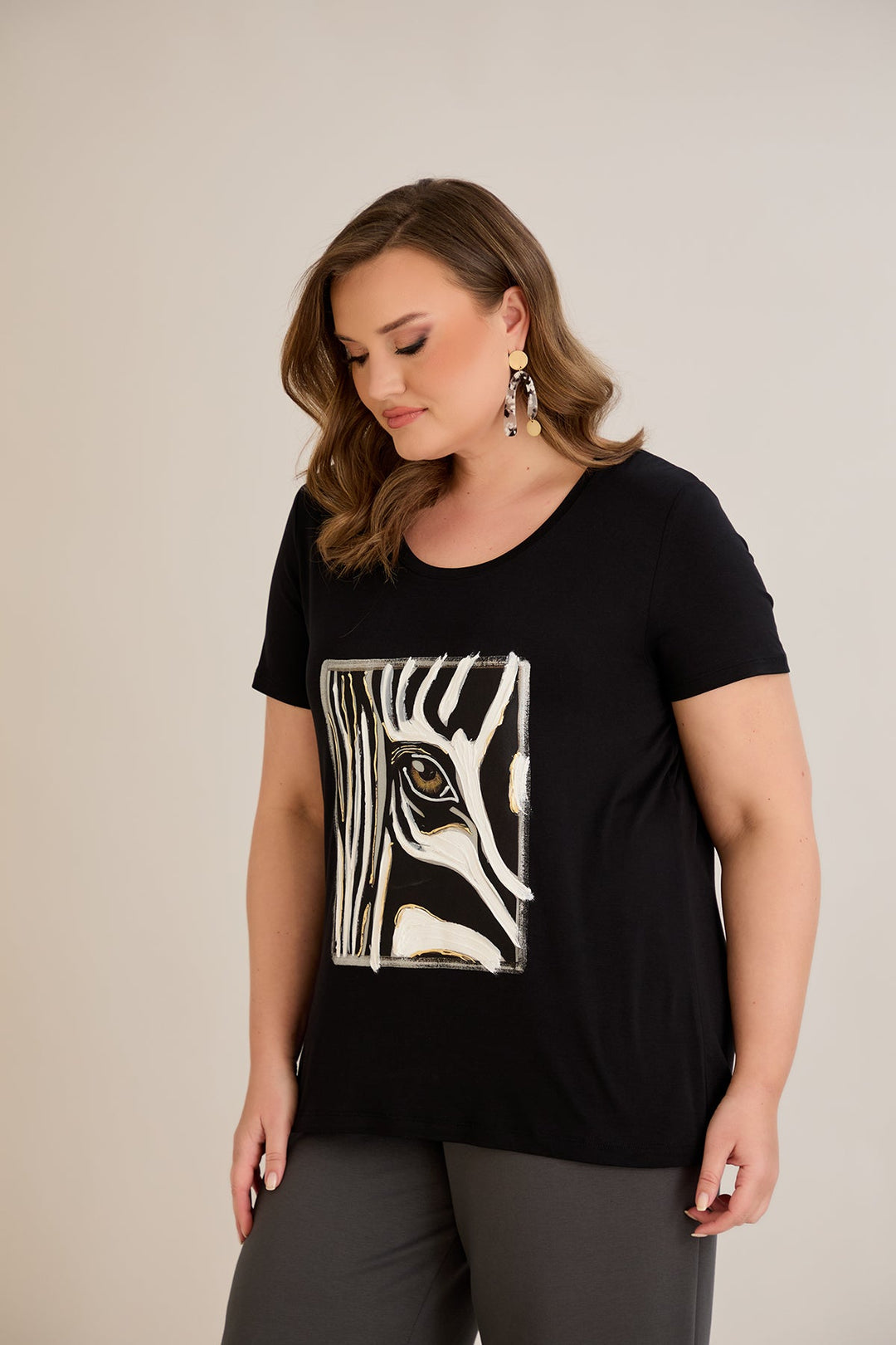 Majica od viskoze s crtanom printom I - Zebra 10881