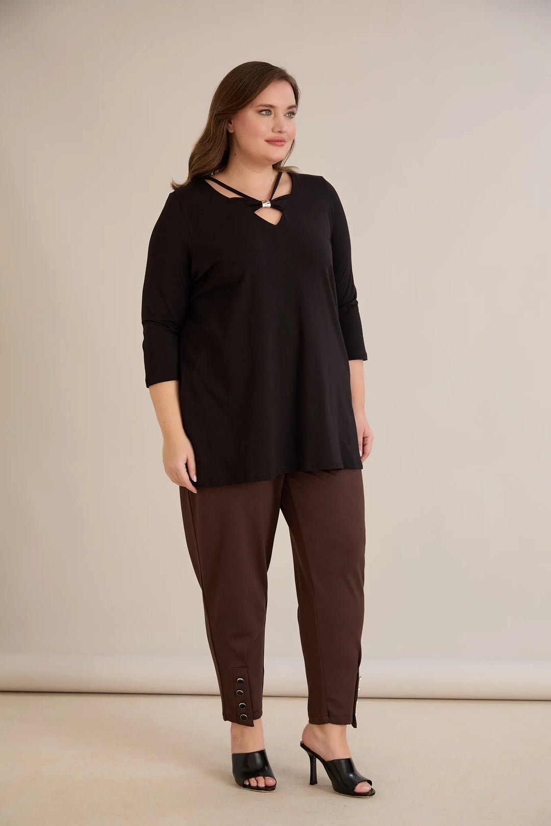 Pamučna tunika s 7/8 rukavima s detaljem | veće veličine