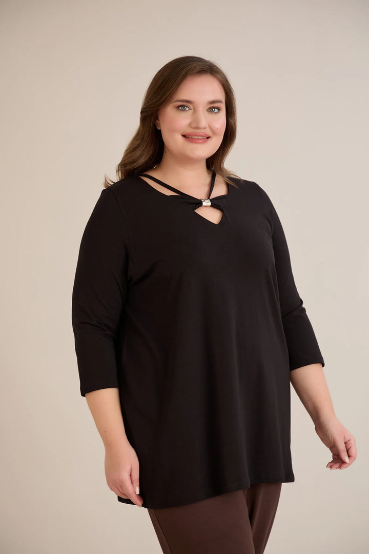 Pamučna tunika s 7/8 rukavima s detaljem | veće veličine