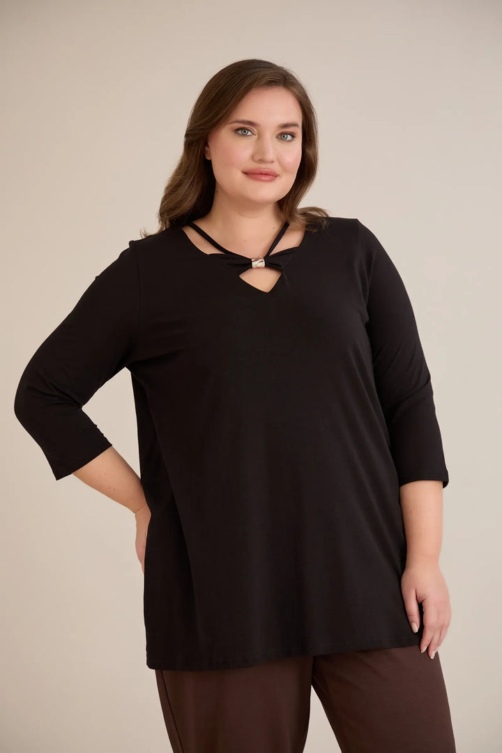 Pamučna tunika s 7/8 rukavima s detaljem | veće veličine