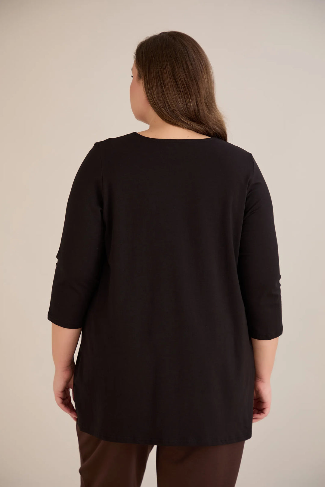 Pamučna tunika s 7/8 rukavima s detaljem | veće veličine